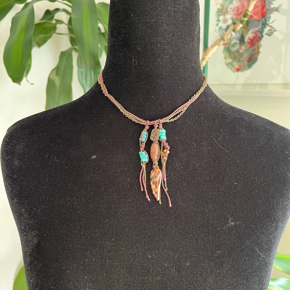 Bohemian Beaded Necklace with Turquoise and Shell Accents